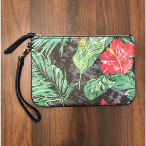 Victoria's Secret Tropical Floral Paradise Wristlet Purse Travel‎ Bag Hibiscus
